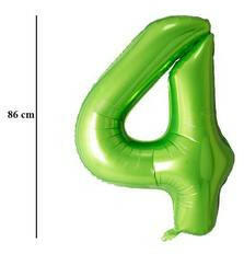 PartyPal Számos lufi 34" 86cm óriás zöld szám, számjegy 4-es (LUFI679826)