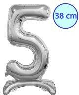 Godan Talpas számos lufi 15" (38cm) fólia szám, számjegy, 5 csak levegővel tölthető, Ezüst (MF5902973134926)