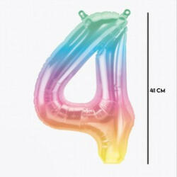  Számos lufi 16" (40cm) fólia szám, számjegy 4 csak levegővel tölthető, Jelli Ombre, 86371 (LUFI705925)