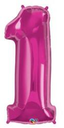 PartyPal Számos lufi 34" 86cm óriás Rózsaszín szám 1-es (LUFI474952)