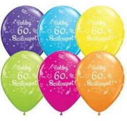 Qualatex Szám, Számos latex lufi 11" 28cm 6db 60-as lufi Boldog 60. szülinapot! , q46365rp (LUFI677731)