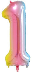 Fungram Számos lufi 34" 86cm óriás Rainbow, szivárvány, fólia szám, számjegy 1-es (LUFI469358)