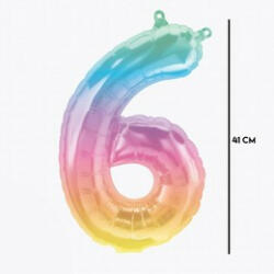  Számos lufi 16" (40cm) fólia szám, számjegy 6 levegővel tölthető, Jelli Ombre, 86396 (LUFI394204)