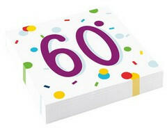 Amscan Szalvéta 33x33cm 60-as számmal, 20db, Konfetti mintás (LUFI868974)