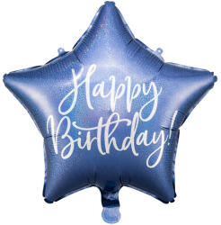 Partydeco Csillag lufi 16" 40cm kék csillag, Happy Birthday (LUFI287370)