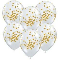 Qualatex lufi 11" 28cm, 25db/csom, diamond clear, kristálytiszta, átlátszó, konfetti pöttyös, confetti dots, 56844 (LUFI875321)