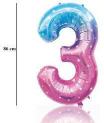 Fungram Számos lufi 34" 86cm óriás Starry Sky szám, számjegy 3-as (LUFI936610)