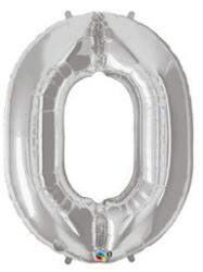 Partydeco Számos lufi 34" 86cm óriás Ezüst szám, számjegy 0 (LUFI934452)