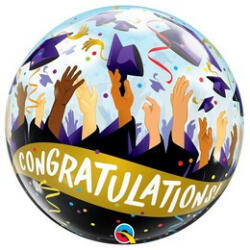 Qualatex Ballagási Bubbles lufi 22" 56cm Congratulation (LUFI467129)