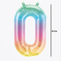  Számos lufi 16" (40cm) fólia szám, számjegy 0 csak levegővel tölthető, Jelli Ombre, 86364 (LUFI894909)