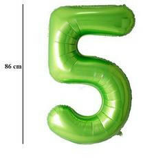 PartyPal Számos lufi 34" 86cm óriás zöld fólia szám, számjegy 5-ös (LUFI249753)