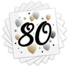 Decorata Party Szalvéta 33x33cm 80-as számmal, 20db, Elegáns, 88871 (LUFI493031)