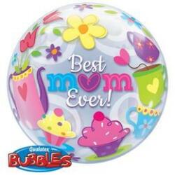 Qualatex Anyák napi Bubbles lufi 22" 56cm Best Mom Ever (LUFI657797)