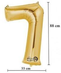 Partydeco Számos lufi 34" 86cm óriás Arany szám, számjegy 7-es (LUFI739647)