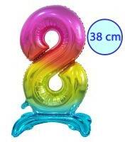 Godan Talpas számos lufi 15" (38cm) fólia szám, számjegy, 8 csak levegővel tölthető, szivárvány (MF5902973134780)