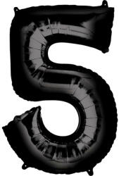Partydeco Számos lufi 34" 86cm óriás Fekete szám, számjegy 5-ös (LUFI299532)