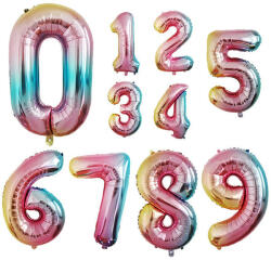  Számos lufi 24" (60cm) fólia szám, számjegy "4" csak levegővel tölthető, rainbow (LUFI706684)