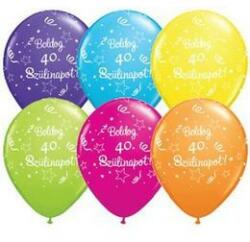 Qualatex Szám, Számos lufi 11" 28cm 6db 40-es lufi Boldog 40. szülinapot! , q46363rp (LUFI244715)