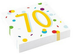 Amscan Szalvéta 33x33cm 70-es számmal, 20db, Konfetti mintás (LUFI111115)