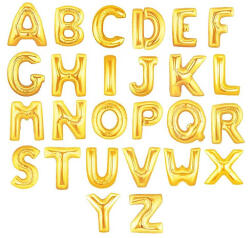 Partydeco Betű lufi 14" 35cm Arany fólia betű, J betű, csak levegővel tölthető (LUFI364887)