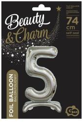 Godan Talpas számos lufi 29" (74cm) fólia szám, számjegy, 5 csak levegővel tölthető, Ezüst (MF5902973129380)