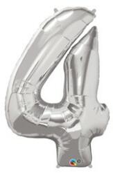 Partydeco Számos lufi 34" 86cm óriás Ezüst szám, számjegy 4-es (LUFI364973)