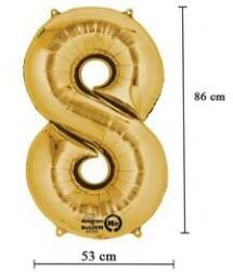 Partydeco Számos lufi 34" 86cm óriás arany fólia szám, számjegy 8-as (LUFI471032)