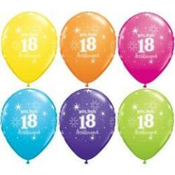 Qualatex Szám, Számos latex lufi 11" 28cm 6db 18-as lufi Boldog 18. szülinapot! , q46366rp (LUFI991094)