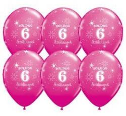 Qualatex Szám, Számos lufi 11" 28cm 6db 6-os lufi Boldog 6. szülinapot! , q37662rp (LUFI846819)