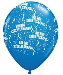 Qualatex Szülinapi latex lufi 11" 28cm 6db Boldog születésnapot! sötétkék, q48008-1rp (LUFI178646)