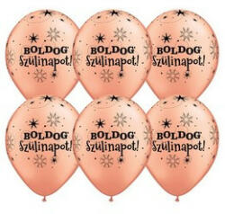 Qualatex Szülinapi latex lufi 11" 28cm 6db Boldog szülinapot! , Rosegold, Rose gold, q24145rp (LUFI302690)