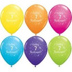  Szám, Számos latex lufi 11" 28cm 25db 7-es lufi Boldog 7. szülinapot! , q48185 (LUFI576244)