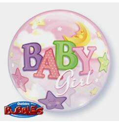 Qualatex Mintás Bubbles lufi 22" 56cm Baby girl (LUFI984542)