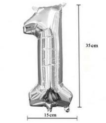 Partydeco Számos lufi 14" (35cm) fólia szám, számjegy 1 csak levegővel tölthető, Ezüst (LUFI940957)
