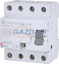 ETI 002062748 EFI-4 A G/K 40A 30mA áram-védőkapcsoló, 4p, váltó és pulzáló hibaáramot érzékelő, rövid késleltetésű