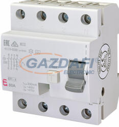 ETI 002064545 EFI-4A 80A 300mA áram-védőkapcsoló, 4p, váltóáramú és pulzáló hibaáramot érzékelő, azonali kioldású