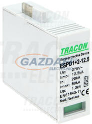TRACON ESPD1+2-12.5M, T1+T2 AC típusú túlfeszültség levezető betét 12.5 M Uc: 275V; Iimp: 12, 5kA; In: 20kA; Imax: 50kA; Up: 1, 3kV (ESPD1+2-12.5M) - villamossag