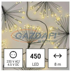 EMOS D3AW11 LED fényfüzér - fürtök, nano, 8 m, beltéri, meleg fehér, időzítő, 6 W, 230 V AC, IP20 (1550000060)