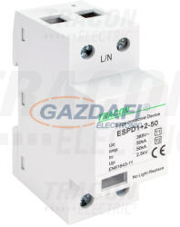 TRACON ESPD1+2-50-1P, T1+T2 AC típusú túlfeszültség levezető, egybeépített Uc: 385V; Iimp: 50kA; In: 50kA; Imax: 160kA; Up: 2, 5kV; 1P (ESPD1+2-50-1P) - villamossag
