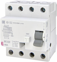 ETI 002062633 EFI-4 A eV 40/0, 03 típusú áram védőkapcsoló, 4p, váltóáramú, pulzáló és DC (002062633)