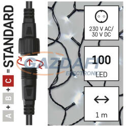 EMOS D1EC01 Standard LED sorolható karácsonyi füzér - fényfüggöny, 1x2 m, kültéri, hideg fehér, időzítő, 1, 2 W, 230 V AC, IP44 (1550012005)