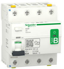 SCHNEIDER A9Z65463 ACTI9 iID áram-védőkapcsoló, B-SI osztály, 4P, 63A, 300mA-S (A9Z65463)