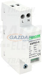 TRACON ESPD3-5-2P T3 AC típusú túlfeszültség levezető, egybeépített Uc: 275V; In: 5kA; Uoc: 10kV; Up: 1, 2kV; 2P (ESPD3-5-2P)