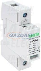 TRACON ESPD2-40-1P T2 AC típusú túlfeszültség levezető, cserélhető betéttel Uc: 275V; In: 20kA; Imax: 40kA; Up: 1, 3kV; 1P (ESPD2-40-1P)