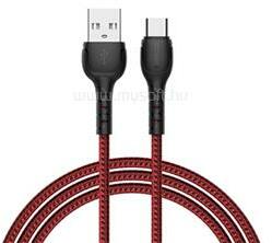 Recci RTC-N16CR 3A TypeC-USB szövet kábel, piros - 1m (RTC-N16CR) (RTC-N16CR)
