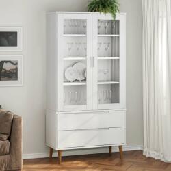 vidaXL Dulap cu vitrină, alb, 90x35x175 cm, lemn masiv de pin (350544)