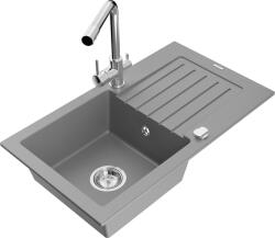 Mexen Pablo, gránit mosogató 752x436x161 mm, 1 kamrás és Duero króm csaptelep, szürke, 6510-71-671600-00 (6510-71-671600-00)