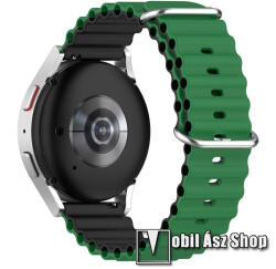 Okosóra szíj - szilikon, csőszerkezetes struktúra, rugalmas, csatos - ZÖLD / FEKETE - 131+91mm hosszú, 22mm széles - Realme Watch 3 / Xiaomi Watch S1 Pro / Huami Amazfit Zepp Z / Haylou RT2 LS10 / HUA
