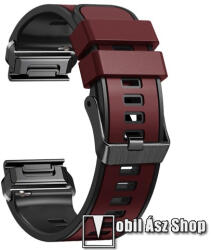 Okosóra szíj - légáteresztő, sportoláshoz, szilikon - BORDÓ / FEKETE - 130 + 97mm hosszú, 22mm széles QUICKFIT - Garmin Fenix 7 / 5 / 5 Plus / 5 Plus Sapphire / 6 / 6 Pro / 6 Sapphire / Instinct / For