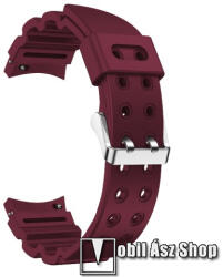 Okosóra szíj - BORDÓ - légáteresztő, szilikon, csatos - 130+90mm hosszú, 20mm széles - SAMSUNG Galaxy Watch4 Classic 46mm / 42mm / Watch4 44mm / 40mm / Watch5 44mm / 40mm / Watch5 Pro